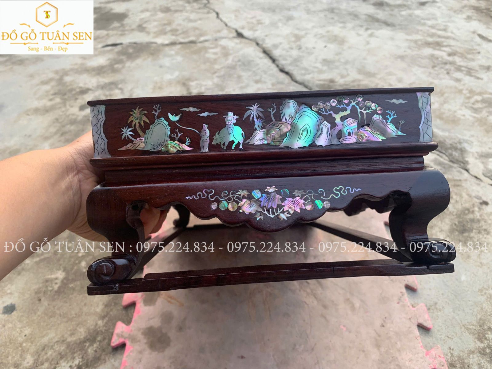 Hình ảnh khay trà khảm ốc gỗ cẩm cao cấp 